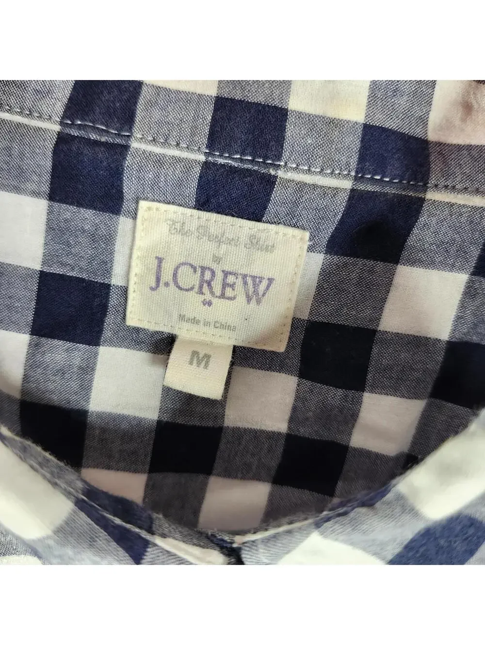 J. Crew Navy and White Plaid Button Down Shirt Medium